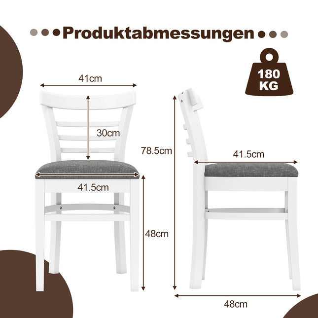 Ēdamistabas krēslu komplekts, 2 gab., polsterēta mākslīgā āda, gumijkoks, balts