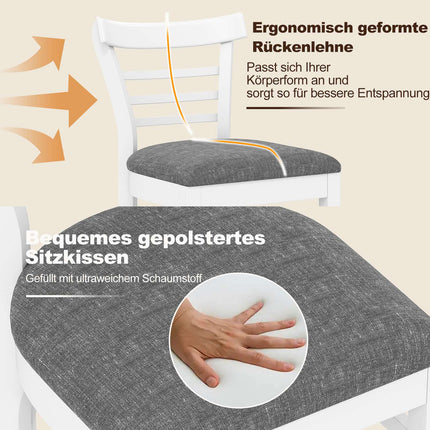 Ēdamistabas krēslu komplekts, 2 gab., polsterēta mākslīgā āda, gumijkoks, balts