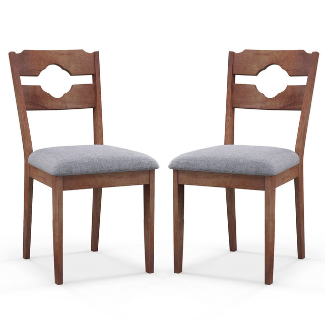 Dining Chair Set of 2, Upholstered Fabric High Back, Gray