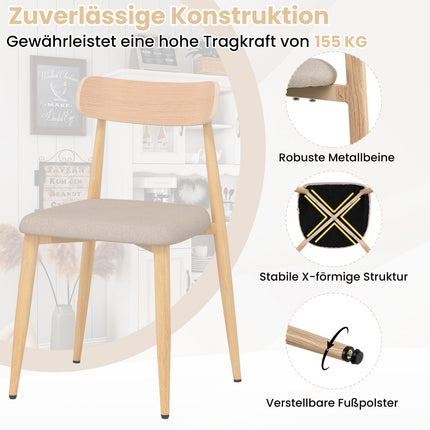 Ēdamistabas krēslu komplekts, 2 gab., polsterēts lins, metāla kājas