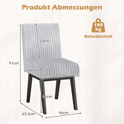 Ēdamistabas krēslu komplekts, 2 gab., polsterēts sēdeklis, gumijkoka kājas, pelēks