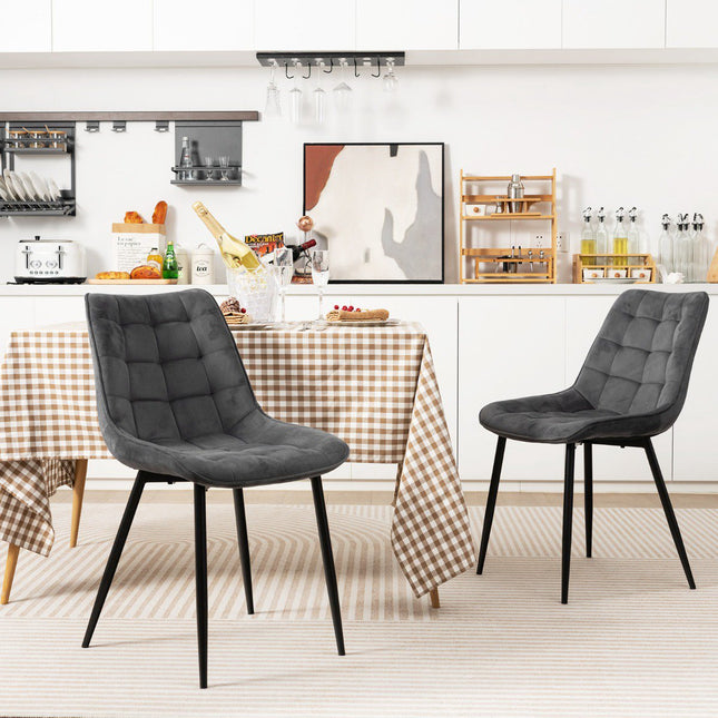 Dining Chairs Set of 2, Velvet Upholstered, Gray
