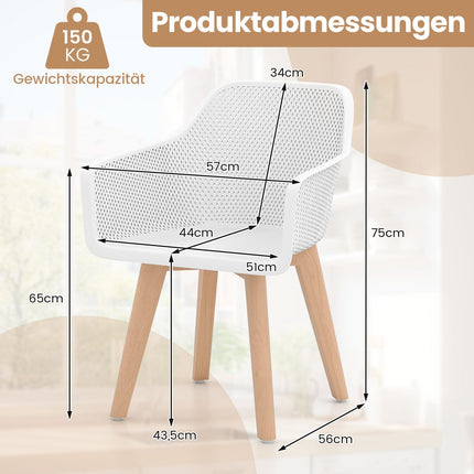 Ēdamistabas krēslu komplekts, 2 gab., balts, koka kājas, ergonomiska atzveltne
