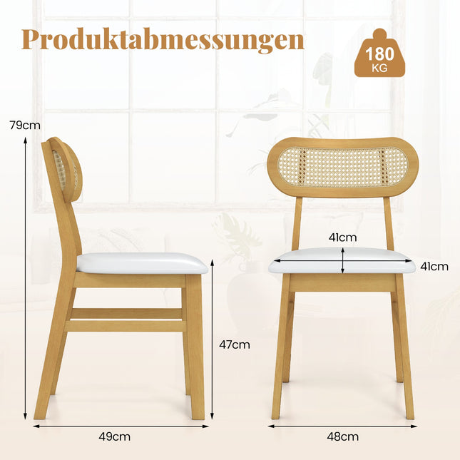 Ēdamistabas krēslu komplekts, 2 gab., koka rāmis, polsterēts sēdeklis, balts