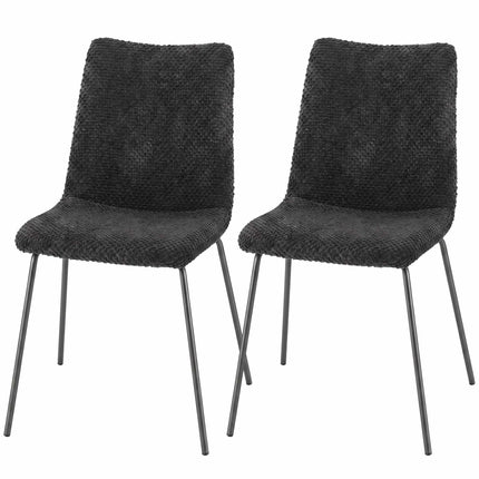 Dining Chairs Set of 2 with Velvet Upholstery and Metal Legs, Dark Grey