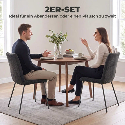 Dining Chairs Set of 2 with Velvet Upholstery and Metal Legs, Dark Grey
