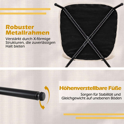 Ēdamistabas krēslu komplekts, 4 gab., bēšs lins, metāla kājas