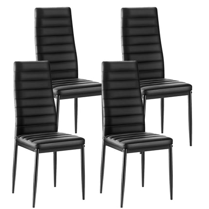 Dining Chairs Set of 4, PVC Leather, Metal Legs, Black