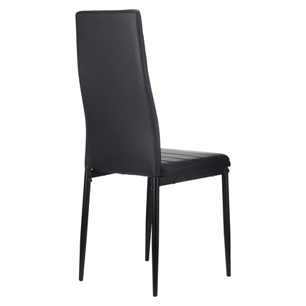 Dining Chairs Set of 4, PVC Leather, Metal Legs, Black
