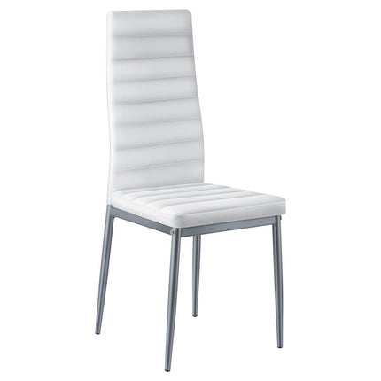 Dining Chairs Set of 4, White PVC Leather, Metal Legs