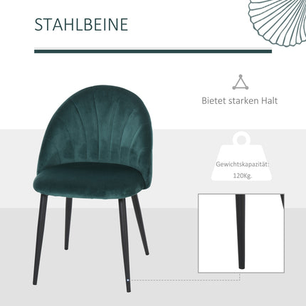 Ēdamistabas krēslu komplekts, 2 moderni virtuves krēsli, Skandi dizaina viesistabas krēsls, polsterēts krēsls, biroja krēsls, samts, metāls, zaļš, 52x54x79 cm