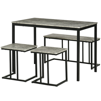 Ēdamistabas grupas komplekts 4 personām, virtuves galda komplekts, ēdamgalds ar 3 soliem 4 personām, ēdamistabas grupa, galdu grupa virtuvei, viesistaba, pelēks