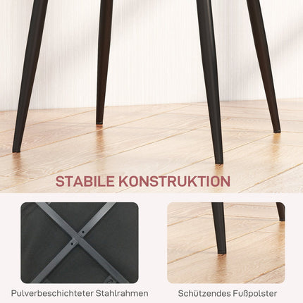 Ēdamistabas krēslu komplekts, 4 virtuves krēsli ar atzveltni, samta imitācija, atpūtas krēsls 45 x 54 x 87 cm, rozā