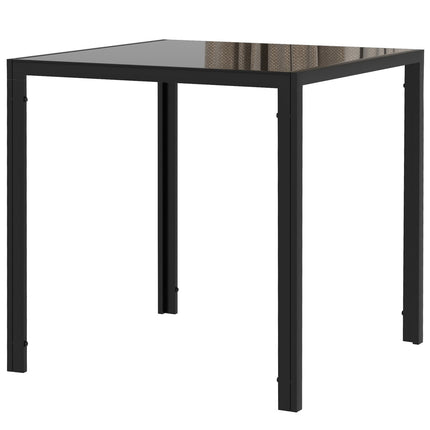 Ēdamgalds Kvadrātveida virtuves galds 4 personām, ēdamistabas galds izgatavots no rūdīta stikla, kravnesība līdz 80 kg, virtuvei, ēdamistabai, 75 x 75 x 75 cm, melns