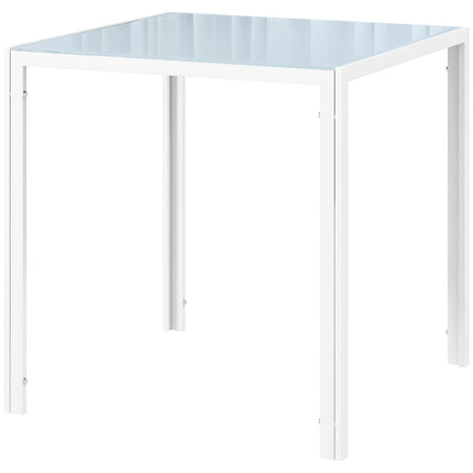 Ēdamgalds Kvadrātveida virtuves galds 4 personām, ēdamistabas galds izgatavots no rūdīta stikla, kravnesība līdz 80 kg, virtuvei, ēdamistabai, 75 x 75 x 75 cm, balts