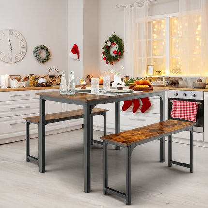 Ēdamgalds ar 2 soliem Ēdamgrupas komplekts (3 gab.) 110 x 70 cm Virtuves galds 4 personām Kafijas + melns