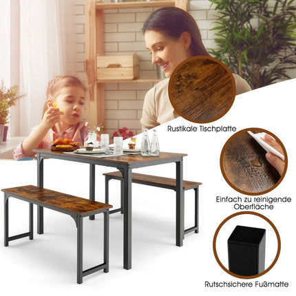 Ēdamgalds ar 2 soliem Ēdamgrupas komplekts (3 gab.) 110 x 70 cm Virtuves galds 4 personām Kafijas + melns