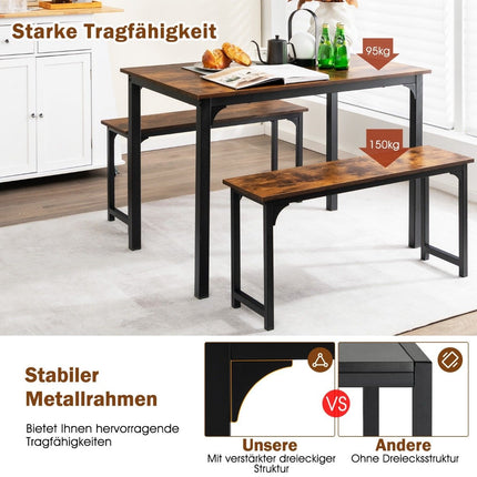 Ēdamgalds ar 2 soliem Ēdamgrupas komplekts (3 gab.) 110 x 70 cm Virtuves galds 4 personām Kafijas + melns