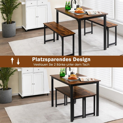 Ēdamgalds ar 2 soliem Ēdamgrupas komplekts (3 gab.) 110 x 70 cm Virtuves galds 4 personām Kafijas + melns