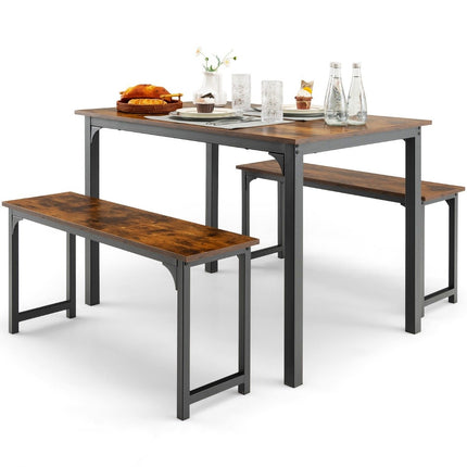Ēdamgalds ar 2 soliem Ēdamgrupas komplekts (3 gab.) 110 x 70 cm Virtuves galds 4 personām Kafijas + melns