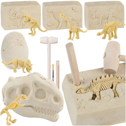 Dinozauru izrakumu komplekts bērniem - 5 skeleti, instrumenti iekļauti