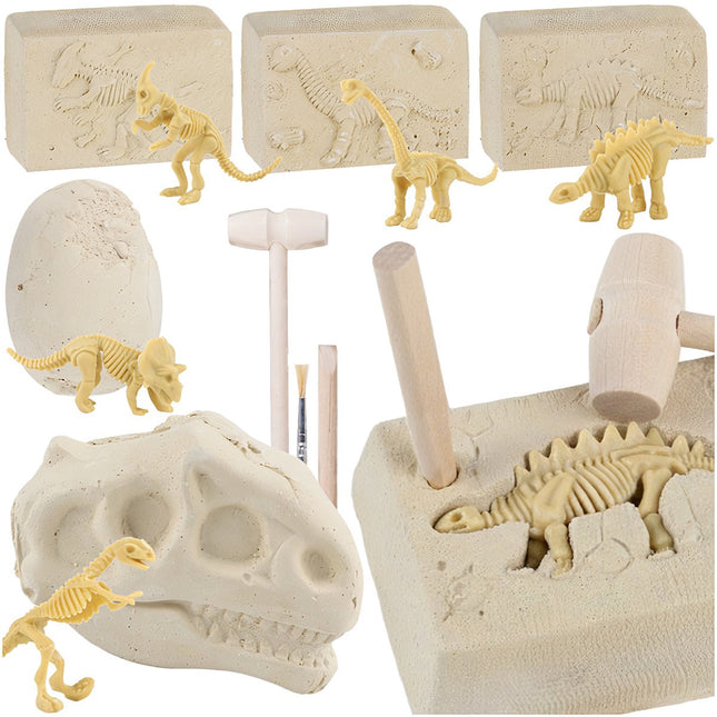 Dinozauru izrakumu komplekts bērniem - 5 skeleti, instrumenti iekļauti