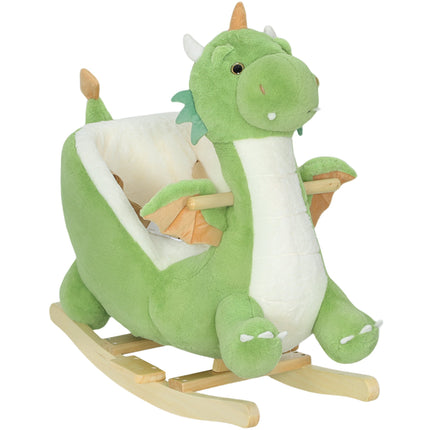 Dinozauru šūpoļkrēsls ar skaņām, mīksts pildījums, koka rāmis, zaļš