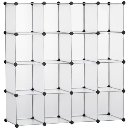 Pašdarināta Kubu Plauktu Sistēma Ar 16 Kubiem, Uzglabāšanas Kaste, Plastmasas Skapis, Balts, 125X32X125Cm