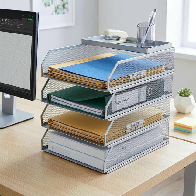 Dokumentu organizators, metāla siets, 4 līmeņu A4 paplātes