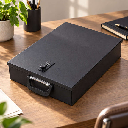 Document Safe A4 with Combination Lock and Carry Handle, Iron, Black