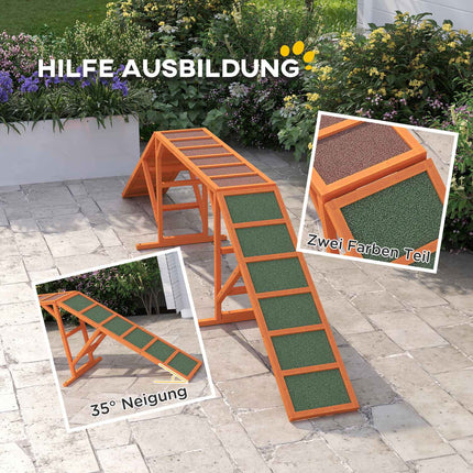 Dog Agility Bridge with Safety Bar, Non-slip, 325 cm, Orange