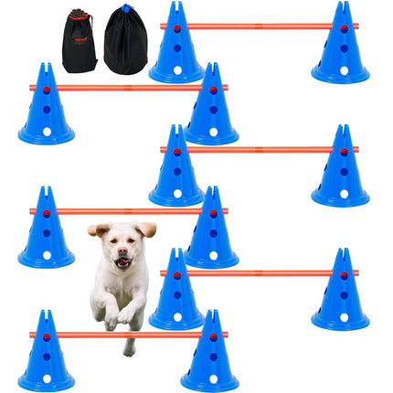 Dog Agility Hurdle Cone Set, 6-Piece Adjustable Jumps