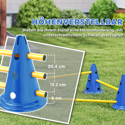 Suņu veiklības komplekts - 3 daļu treniņu komplekts ar 6 konusiem, 3 šķēršļiem