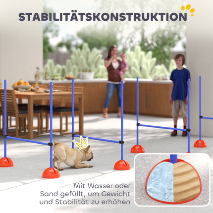 Suņu veiklības komplekts, 4 regulējami šķēršļi ar pārnēsāšanas somu