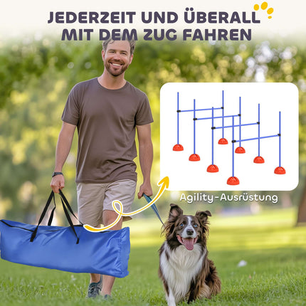 Suņu veiklības komplekts, 4 regulējami šķēršļi ar pārnēsāšanas somu