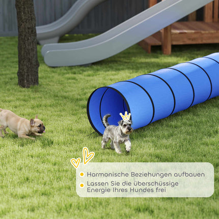 Suņu veiklības tunelis, 300 cm, Oksfordas audums, ar enkuriem
