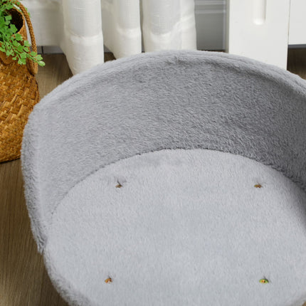 Gray dog and cat bed with non-slip wooden feet, 40.5 cm