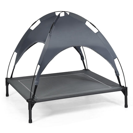Dog Bed with Canopy Dog Lounger Garden Pet Bed and Tent 105 x 87 x 89 cm Gray