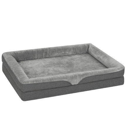 Dog Bed with Raised Edges and Non-Slip Base, 91 x 68 x 16 cm, Washable Cover