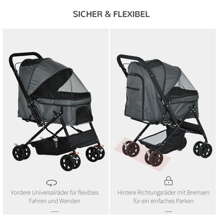 Dog carriage, Buggy for small pets, dark gray Oxford 76.5 cm
