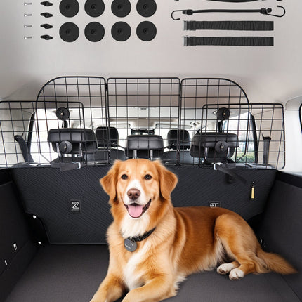 Dog Car Barrier, Adjustable 38.5–61.6 in Wire Mesh