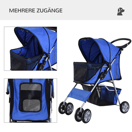 Suņu ratiņi, suņu bugi, mājdzīvnieku suņu bugi, ratiņi, skriešanas piekabe, zila