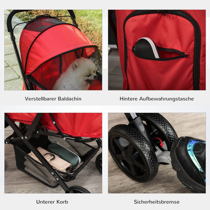 Suņu ratiņi Oxford Red 76,5x52x95 cm Maziem suņiem un kaķiem