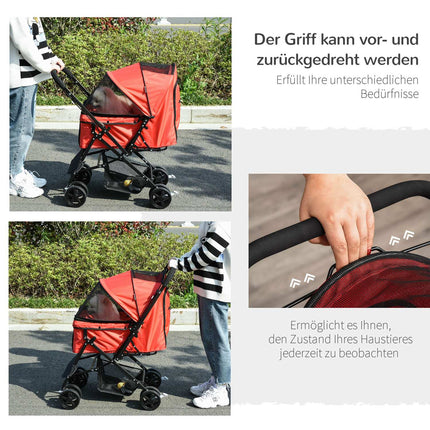 Suņu ratiņi Oxford Red 76,5x52x95 cm Maziem suņiem un kaķiem