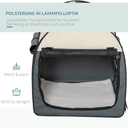 Suņu būris, salokāms suņu transportēšanas kaste, mājdzīvnieku mugursoma ar spilvenu, ceļojumu soma, ūdensizturīgs, oksfordas audums, tumši pelēks, 70x51x59 cm