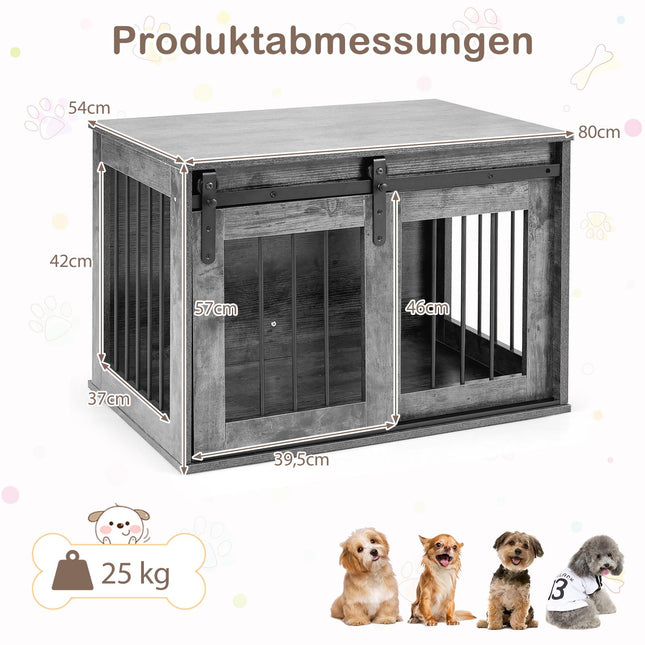 Suņu būra mēbeles ar bīdāmām šķūņa durvīm, 80 cm, brūns