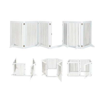 Dog Gate Playpen Freestanding Dog Fence with 6 Panels 366 x 80 cm White