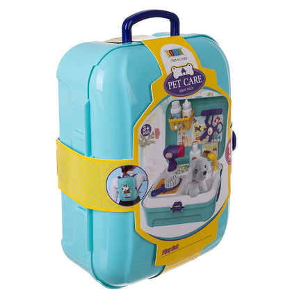 Dog Grooming Toy Set with Accessories in Backpack