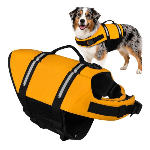 Suņu glābšanas veste L, dzeltena, 10-20 kg, atstarojoša