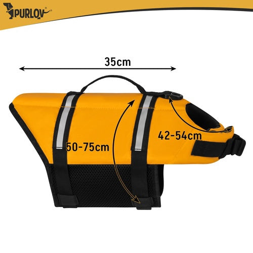 Suņu glābšanas veste L, dzeltena, 10-20 kg, atstarojoša